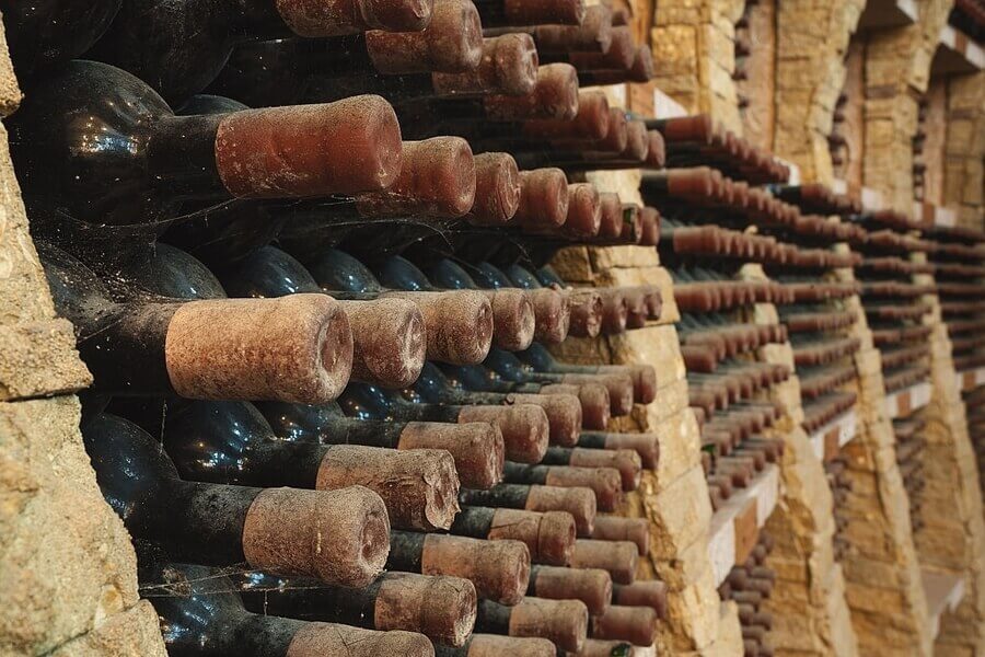Wine bottles from vineyard cellar